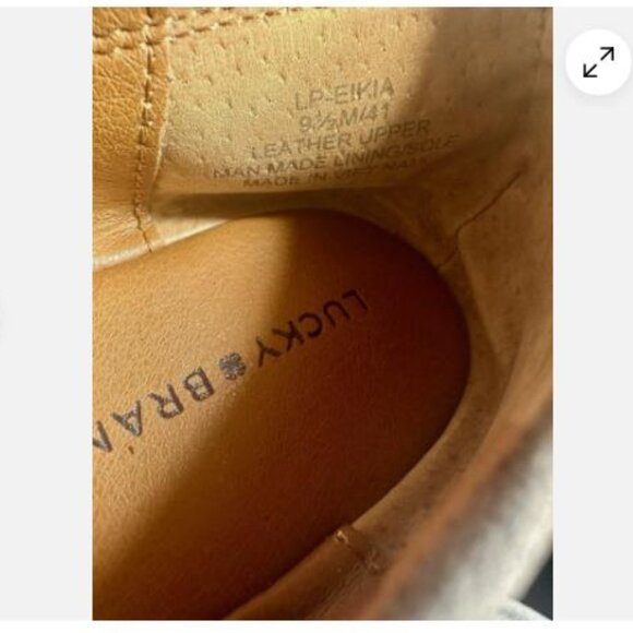 LUCKY BRAND EIKA LEATHER UPPER FLATS Tan Zipper Detail Women size 9.5 - Picture 3 of 4